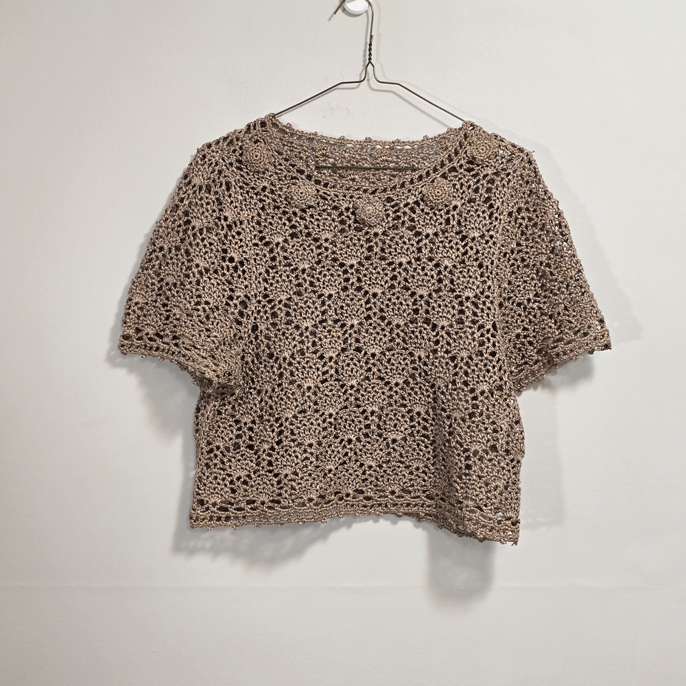 Elegant Crochet Lace Top - Brown